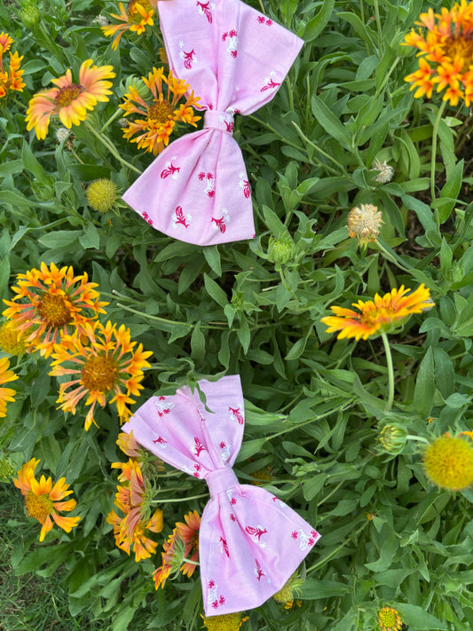Rosé Garden Bow Clip – Handcrafted Cotton Hair Accessory