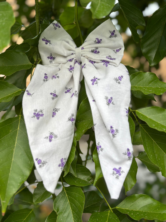 Lavender Bloom Long Tail Hair Bow