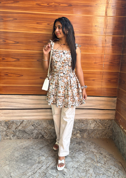 Floral Flare Cotton Kurti – Graceful Daywear Style Edit
