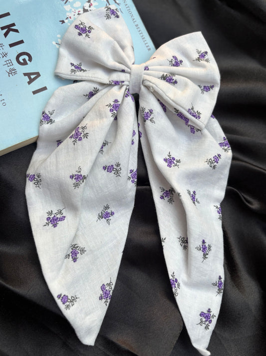 Lavender Bloom Long Tail Hair Bow