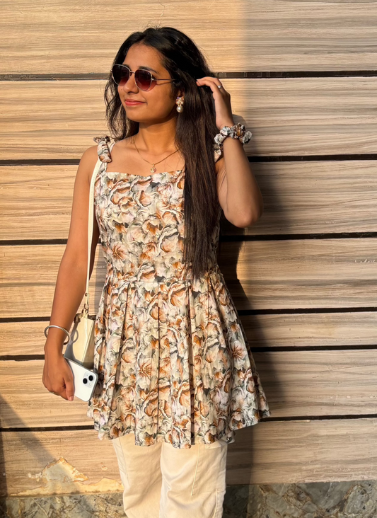 Floral Flare Cotton Kurti – Graceful Daywear Style Edit